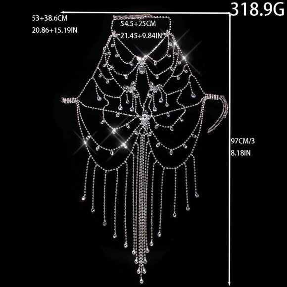 NEW Sparkling Bling Swarovski Crystal Rhinestone Silver Butterfly Dress … - Picture 4 of 4